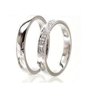 指輪 結婚ペアリング 2本セット ダイヤモンド 0.22ct 10金 k10ゴールド ブライダル マリッジリング 無垢 レディースの画像