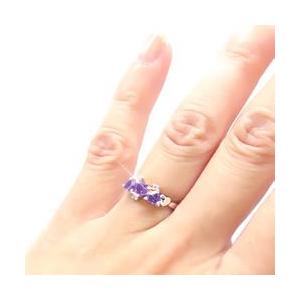 指輪 アメジスト 2月誕生石 ハート リング ダイヤモンド リング プラチナ900 pt900 0.03ct ピンキーリング レディースの画像