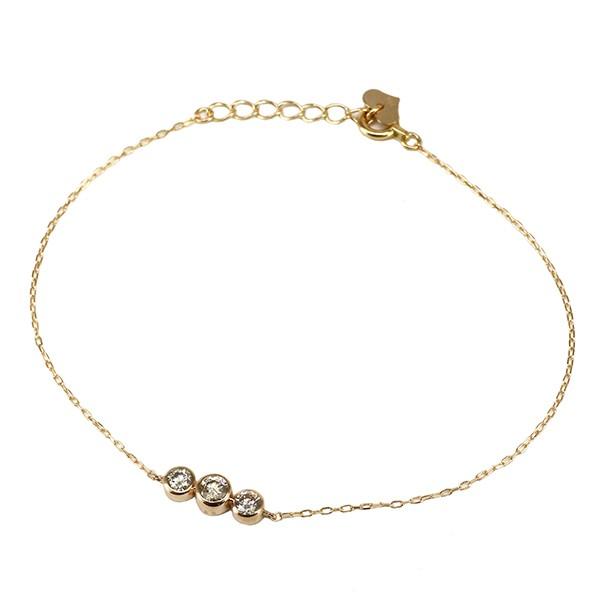 「人气商品」 ブレスレット 18k k18ゴールド k18wg k18yg k18pg ダイヤモンド 0.3ct 伏せ込み フクリン ブレスレット スリーストーン レディース 【M7020959860】(24684円)