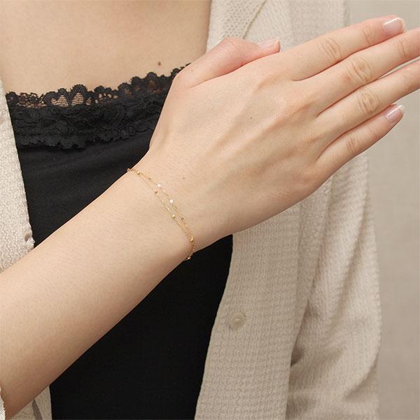 ミラーボール アズキチェーン k18 二連 ブレスレット : ジュエリー工房