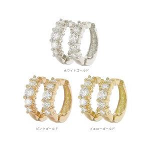中折れフープ ダイヤ イヤリング ダイヤモンド 0.26ct フィットリング 18金 k18ゴールド ワンタッチ レディースの画像
