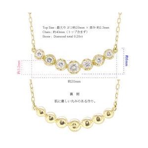 k18ゴールド ダイヤモンド ラインネックレス ペンダント ダイヤ 0.2ct グラデーション 18金 レディース アクセサリーの画像