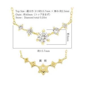 ダイヤモンド ラインネックレス ペンダント 0.2ct k18ゴールド 18金 レディース ジュエリー アクセサリーの画像