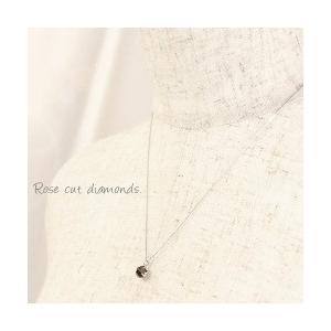 ブラックダイヤモンド 一粒 ネックレス 1ct k18ホワイトゴールド 18金 ローズカット メンズ レディース アクセサリーの画像