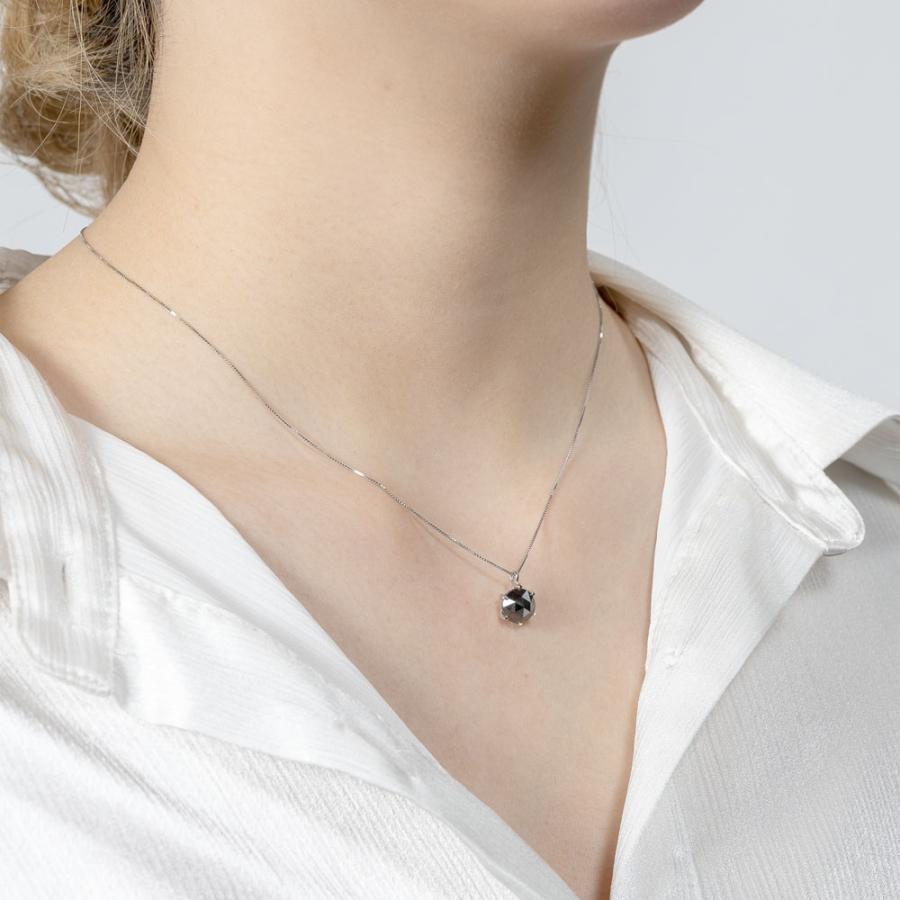ブラックダイヤモンド 2ct 一粒 ネックレス プラチナ900 pt900 ローズカット メンズ レディース アクセサリーの画像