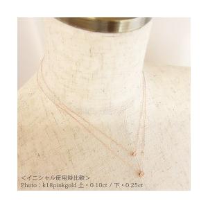 イニシャル 一粒ダイヤモンド ネックレス 0.25ct K18 ゴールド ネーム ソリティア 18金 フクリン レディースの画像