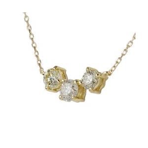 ダイヤモンド ネックレス 18k k18ゴールド k18wg k18yg k18pg 0.3ct トリロジー スリーストーン ペンダント レディースの画像
