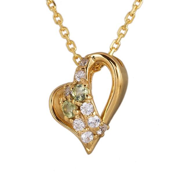 ｋ18 カラーストーン ハート ダイヤモンド ネックレス ダイヤ 18金ゴールド 誕生石 ペンダント レディース アクセサリーの画像