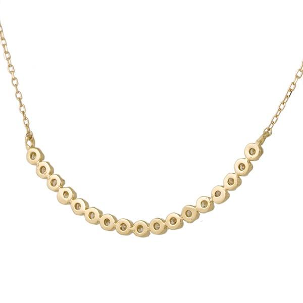 ラインネックレス k18ゴールド ダイヤモンド 0.1ct 18金 ペンダント レディース ジュエリー アクセサリーの画像