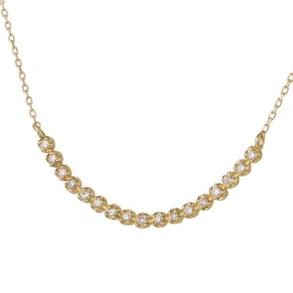 ラインネックレス k18ゴールド ダイヤモンド 0.1ct 18金 ペンダント レディース ジュエリー アクセサリーの画像