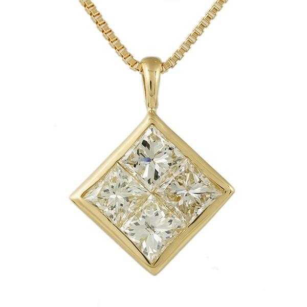ダイヤモンド ネックレス プリンセス ダイヤ 0.3ct k18ゴールド k18 18kペンダント レディース アクセサリーの画像