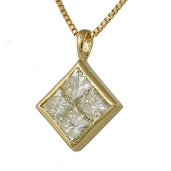 ダイヤモンド ネックレス プリンセス ダイヤ 0.3ct k18ゴールド k18 18kペンダント レディース アクセサリーの画像
