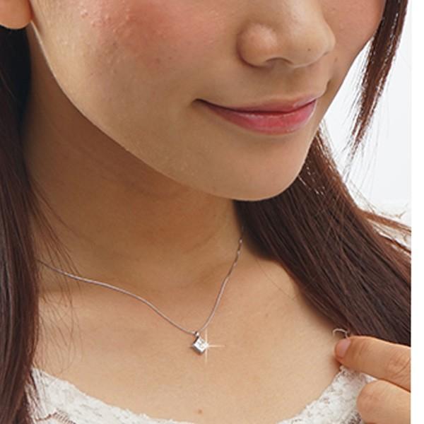 ダイヤモンド ネックレス プリンセス ダイヤ 0.3ct k18ゴールド k18 18kペンダント レディース アクセサリーの画像