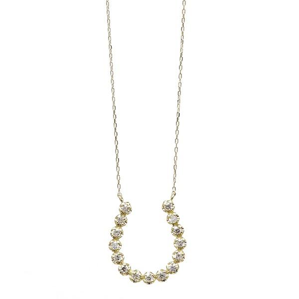k18ゴールド ダイヤモンド ネックレス ダイヤ 0.2ct 馬蹄 ホースシュー バテイ k18wg k18yg k18pg レディース_2
