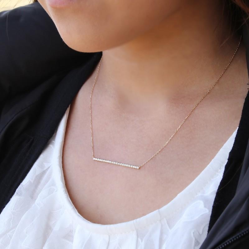 ラインネックレス k18ゴールド ダイヤモンド 0.5ct 18金 ペンダント レディース ジュエリー アクセサリーの画像