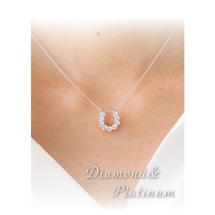 完動品 ダイヤモンド ネックレス 馬蹄 プラチナ ホースシュー ペンダント 1ct pt900 お守り レディース アクセサリー 【L3108744240】(109296円)
