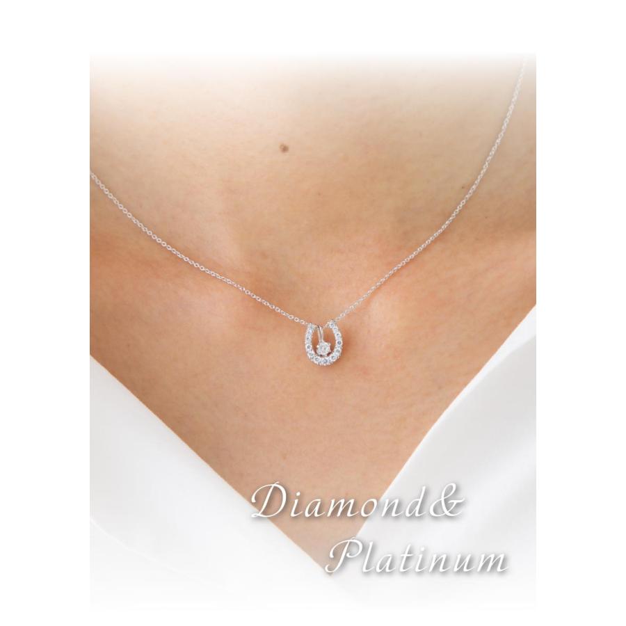 馬蹄 プラチナ ダイヤ 0.4ct ネックレス ホースシュー 3way ペンダント pt900 アミュレット レディース アクセサリーの画像