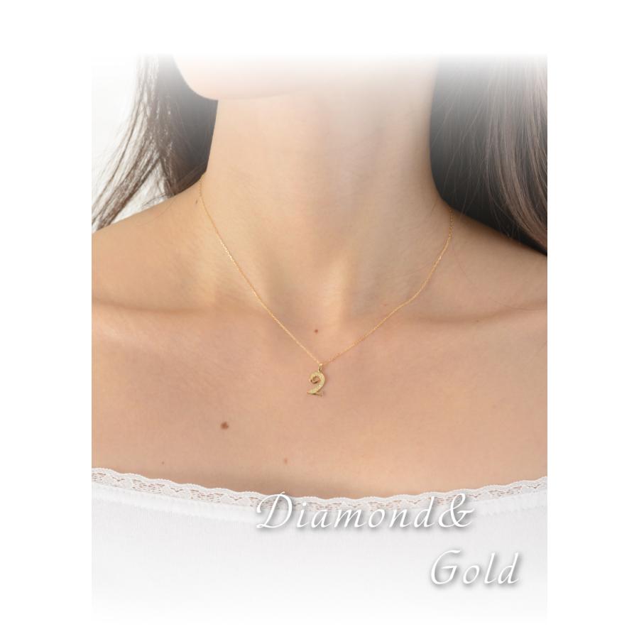 ナンバー 数字 ネックレス ダイヤモンド 18金 18k k18 ペンダント 2 ラッキーナンバー 番号の画像