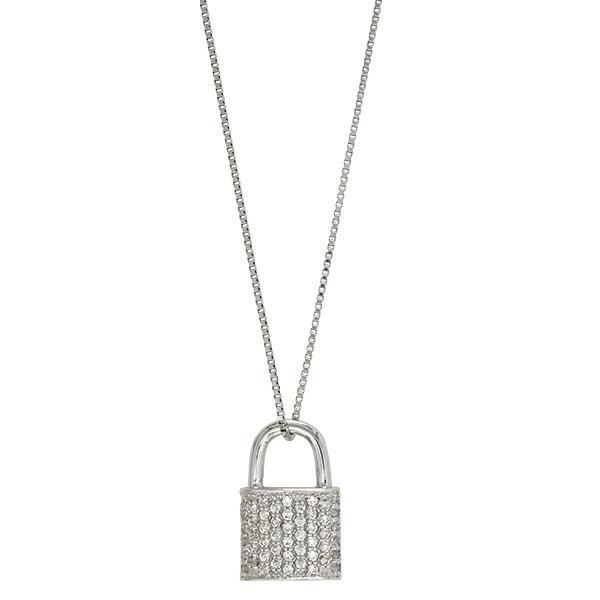 ダイヤモンド ネックレス ペンダント 南京錠モチーフ 0.30ct プラチナ