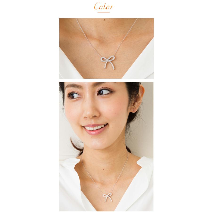 ダイヤモンド ネックレス ペンダント リボン 0.65ct K18 : ジュエリー 