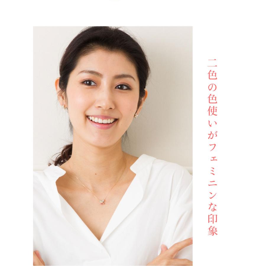 アクアマリン ピンクトルマリン バタフライ 蝶 ネックレス 誕生石 18金 18k k18 ペンダント シンプル レディース ジュエリー アクセサリーの画像