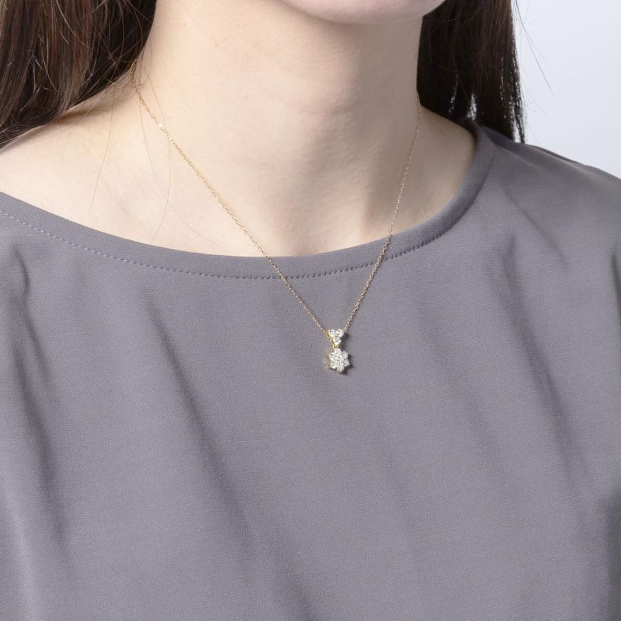 フラワー ダイヤモンド ネックレス K18 ダイヤ 0.70ct : ジュエリー 