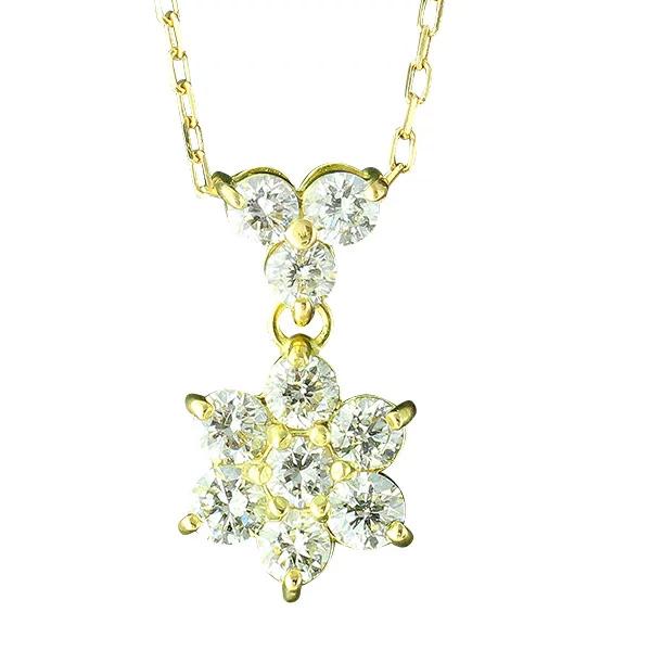 フラワー ネックレス ペンダント ダイヤモンド 0.50ct テンダイヤモンド k18ゴールド 18金 レディース アクセサリー