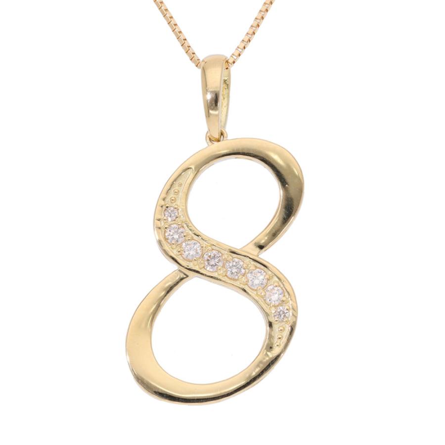 ナンバー 8 数字 ネックレス 0.20ct K18の画像