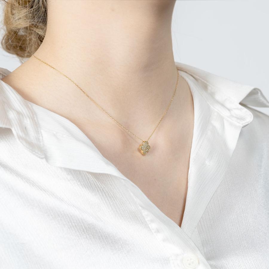 フラワー ネックレス ダイヤモンド 0.21ct K18の画像