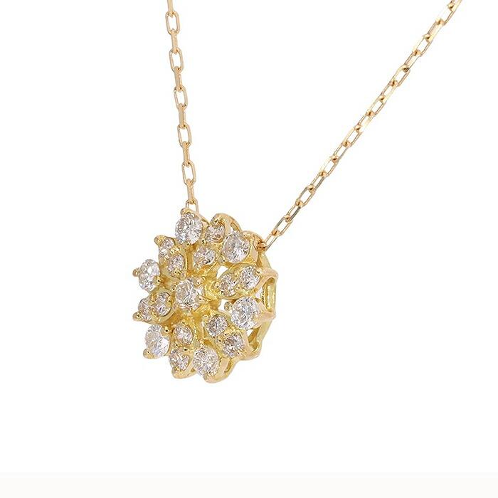 フラワー ネックレス ダイヤモンド  0.30ct  K18の画像