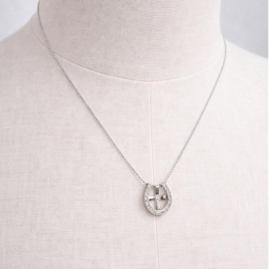 3way 馬蹄 十字架 ネックレス 0.15ct  プラチナの画像