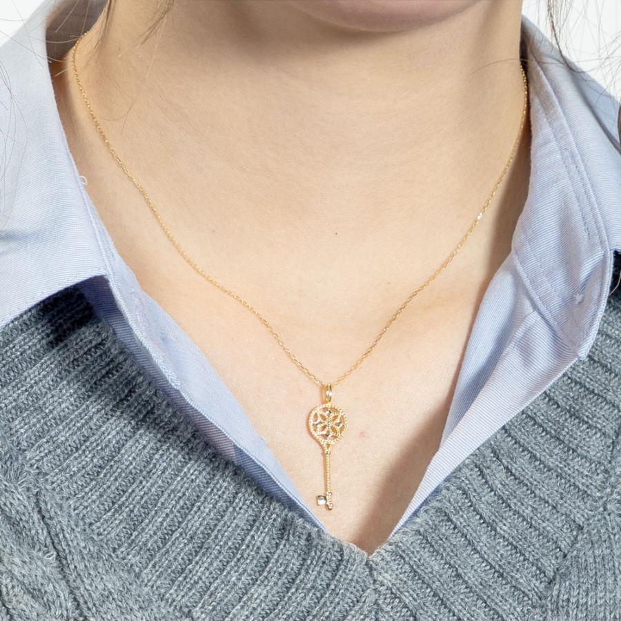 ネックレス キー K18 楽天市場】ダイヤモンド 0.01ct 鍵 選べる 誕生石 