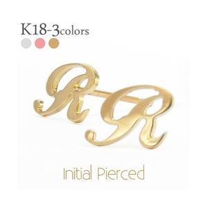 イニシャルピアス アルファベットピアス ネームピアス k18ゴールド 18金 両耳 1ペア セカンドピアス レディース