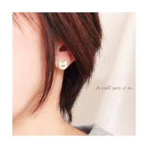 k18ゴールド ダイヤモンド ピアス 0.3ct スタッドピアス キャット ネコ 猫 ねこ 18金 cat ねこ耳 レディースの画像