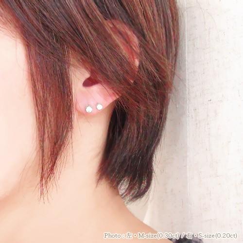 18金 k18ゴールド 一粒ダイヤモンド ピアス 0.2ct ソリティア スタッドピアス フクリン 伏せ込み メンズ レディースの画像