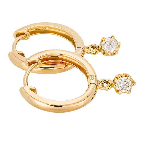 フープピアス ブラピアス ダイヤモンド 0.1カラット 18金の画像