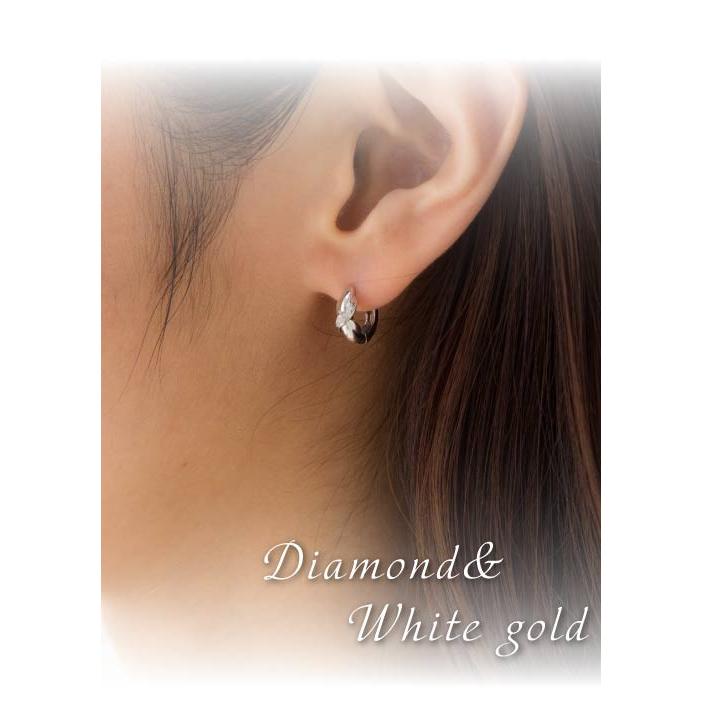 ピアス フープピアス 中折れピアス ダイヤモンド 0.04ct 18k 18金 レディース ジュエリー アクセサリーの画像