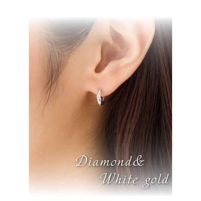 ピアス フープピアス 中折れピアス ダイヤモンド 0.12ct 18k 18金 レディース ジュエリー アクセサリーの画像