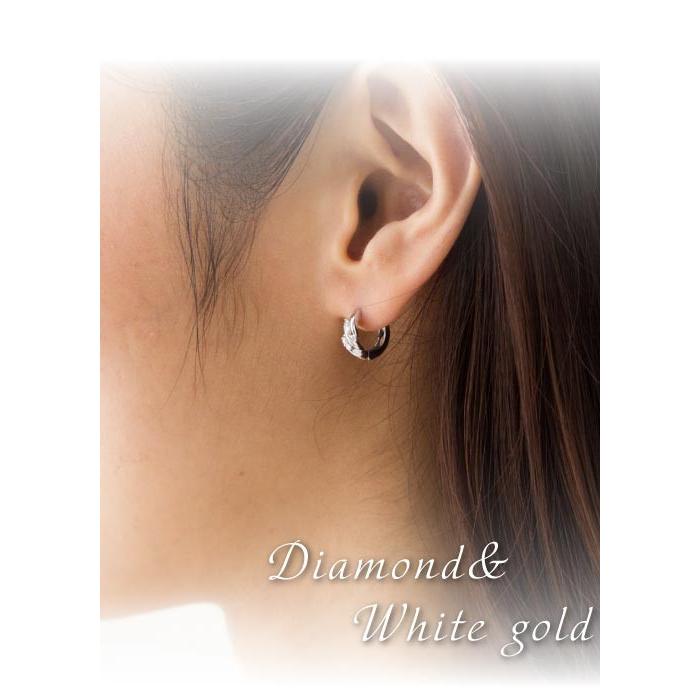 ピアス フープピアス 中折れピアス ダイヤモンド 0.12ct 18k 18金 レディース ジュエリー アクセサリーの画像