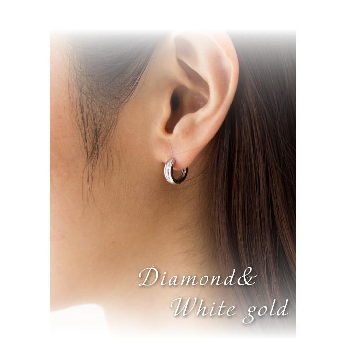 ピアス フープピアス 中折れピアス ダイヤモンド 0.12ct 18k 18金 レディース ジュエリー アクセサリーの画像