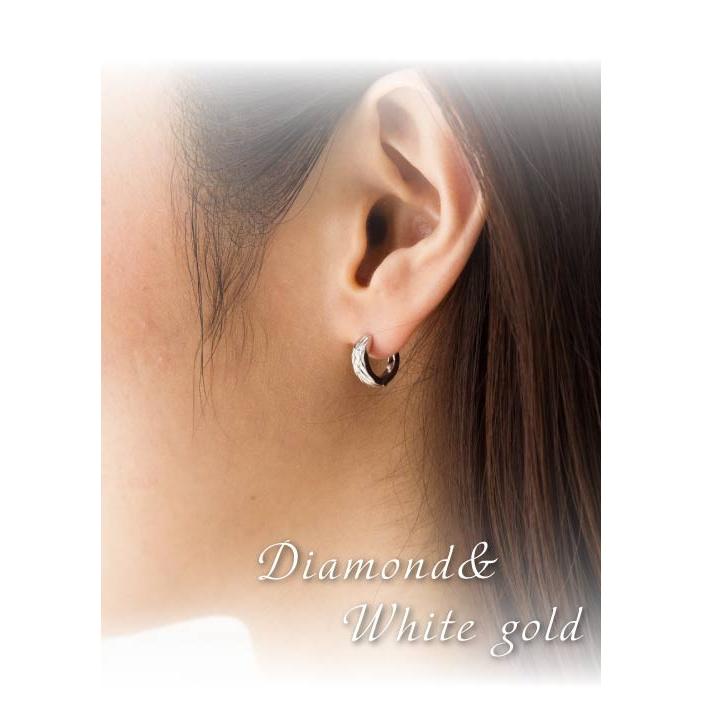 ピアス フープピアス 中折れピアス ダイヤモンド 0.08ct 18k 18金 レディース ジュエリー アクセサリーの画像