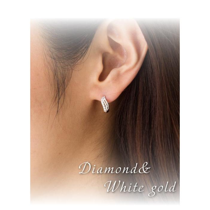 ピアス フープピアス 中折れピアス ダイヤモンド 0.12ct 18k 18金 レディース ジュエリー アクセサリーの画像