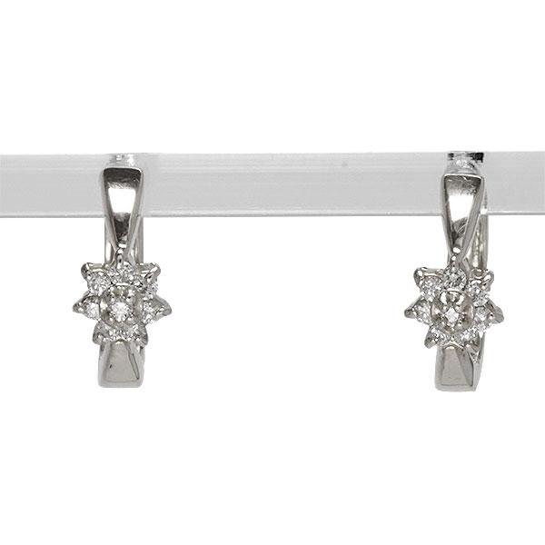 フープピアス 花 フラワー ダイヤモンド 0.10ct プラチナの画像