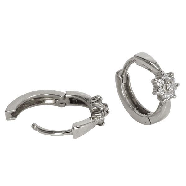 フープピアス 花 フラワー ダイヤモンド 0.10ct プラチナの画像