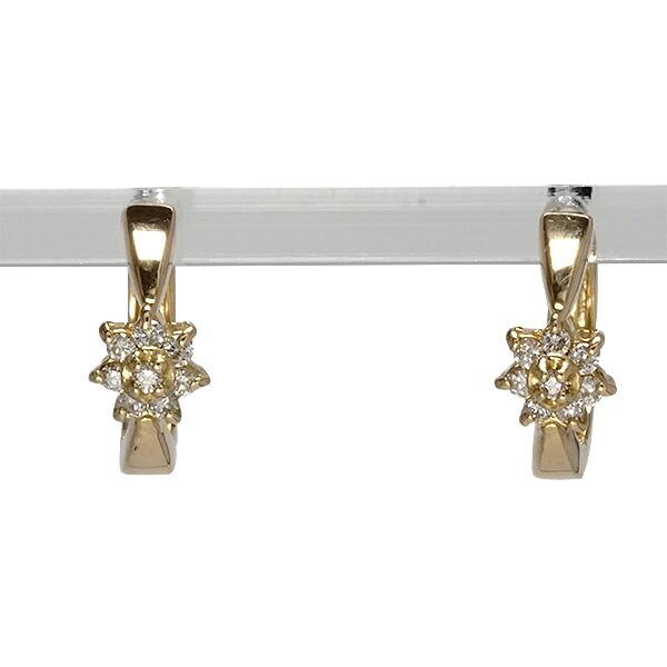 フープピアス 花 フラワー ダイヤモンド 0.10ct 18金 : ジュエリー工房