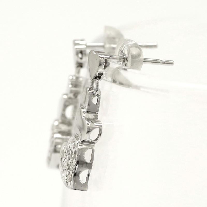 ハート ダイヤモンド ピアス k18ゴールド k18ホワイトゴールド ロングピアス キャッチ付き レディース アクセサリーの画像