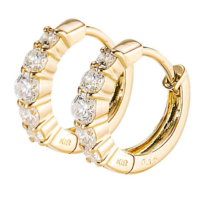 フープピアス 中折れ ダイヤモンド 0.3ct 18金の画像