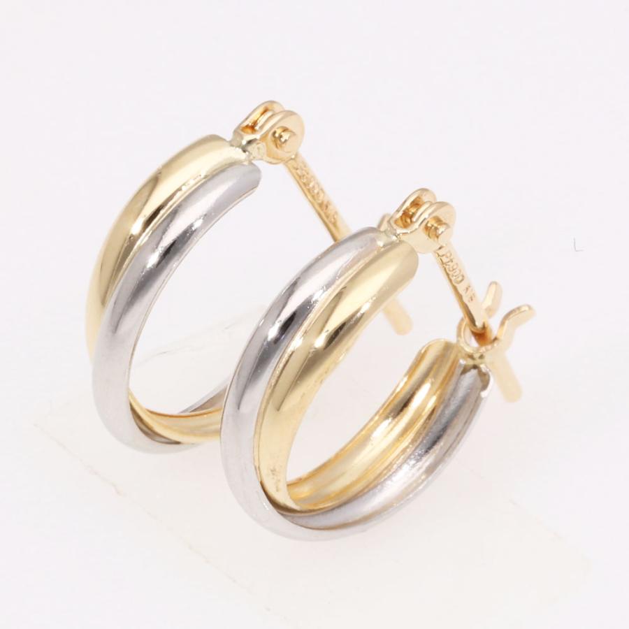 レディース ピアス コンビカラー フープピアス 2カラー 18金