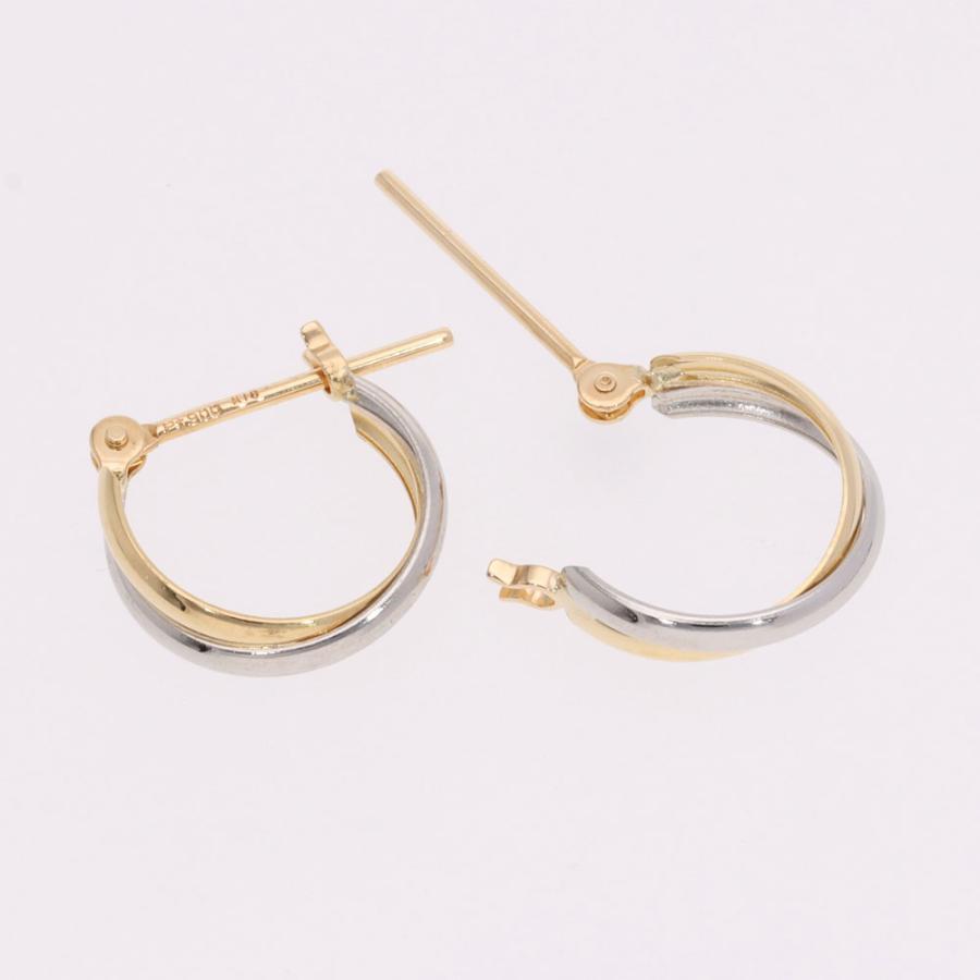 レディース ピアス コンビカラー フープピアス 2カラー 18金