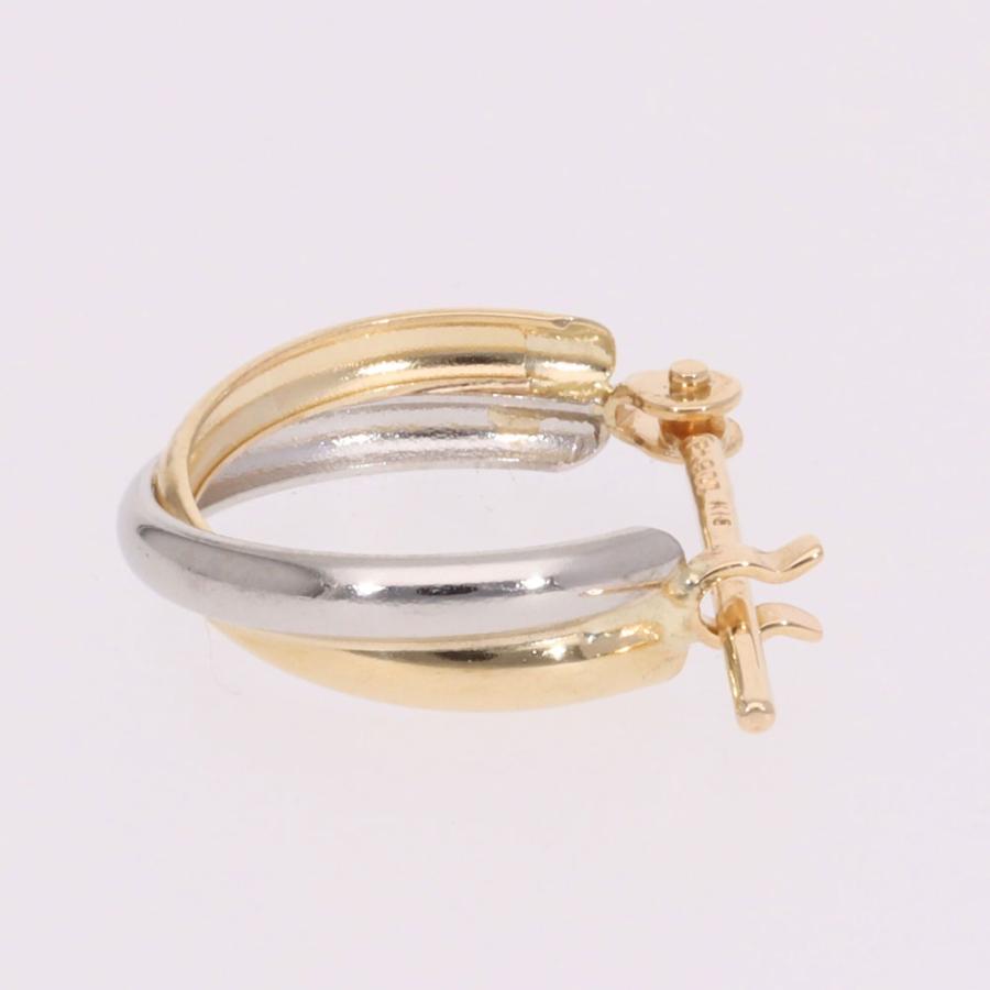 レディース ピアス コンビカラー フープピアス 2カラー 18金 ゴールド K18 18k プラチナ pt900 地金 コンビ カラーの画像